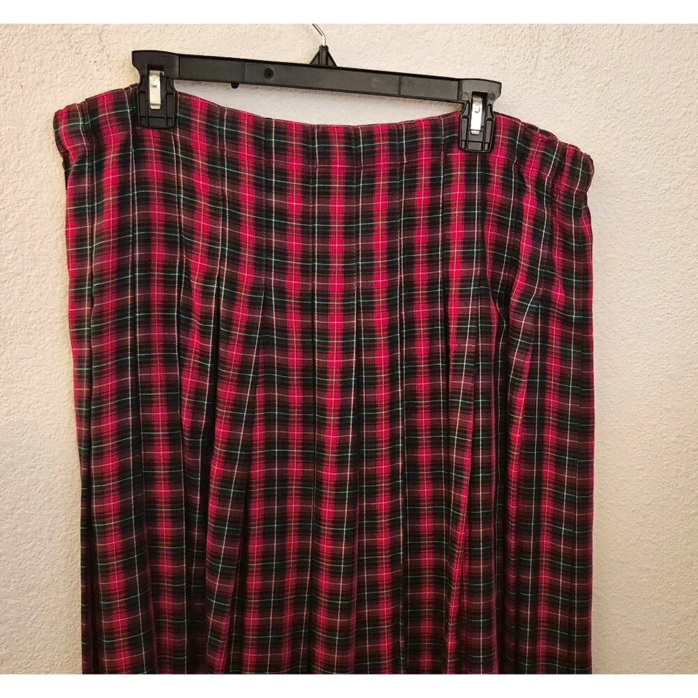 Marisa Christina Vintage Classic Plaid 100% Rayon Maxi Pleated Skirt Sz S EUC